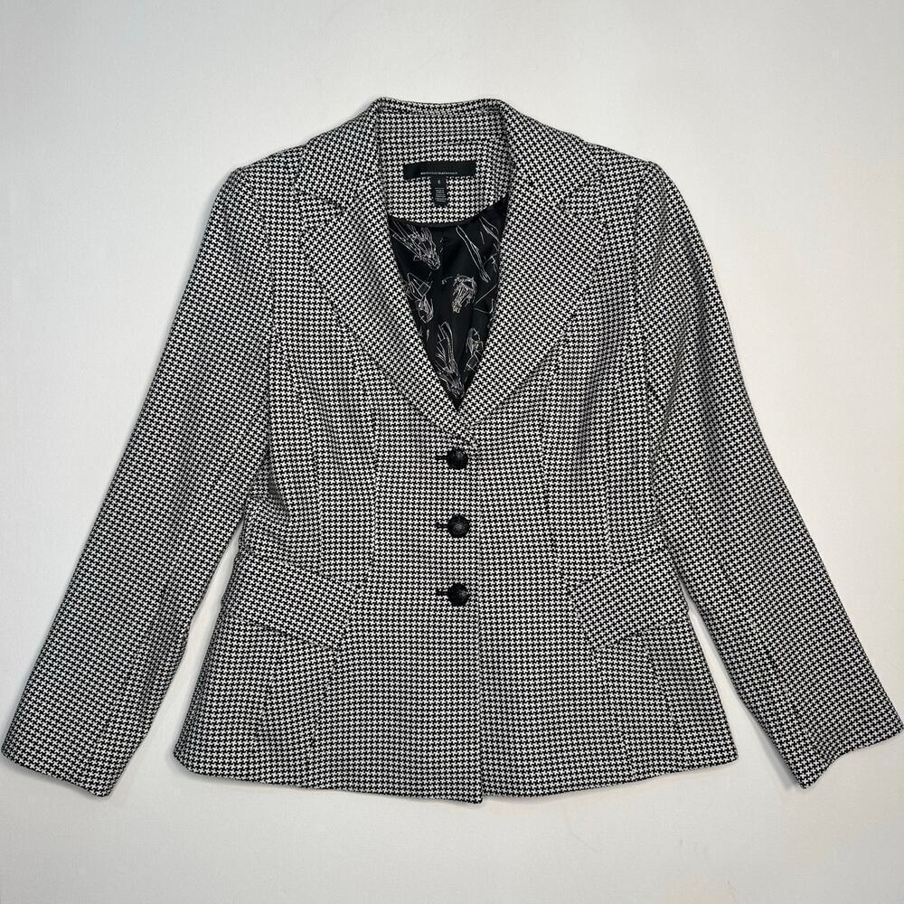 WHBM White House Black Market Houndstooth Check Signature Blazer Size 6